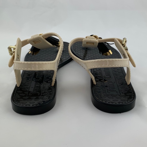 Juicy Couture Black White Tassel Jelly Sandal sz 6 - Picture 6 of 12
